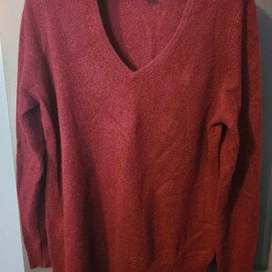 Women's Large Burgundy Charter Club V-Neck Pullover Cashmere Sweater